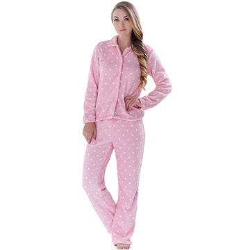 Coral Fleece Winter Plus Size Pajamas Women's Pajama Set (Top and Pant)