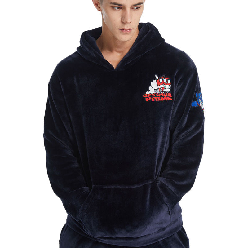 Men Winter Warm Coral Fleece Pajamas Sets Plus Size Home Clothing 2 Pieces Sleepwear Suits Pyjama