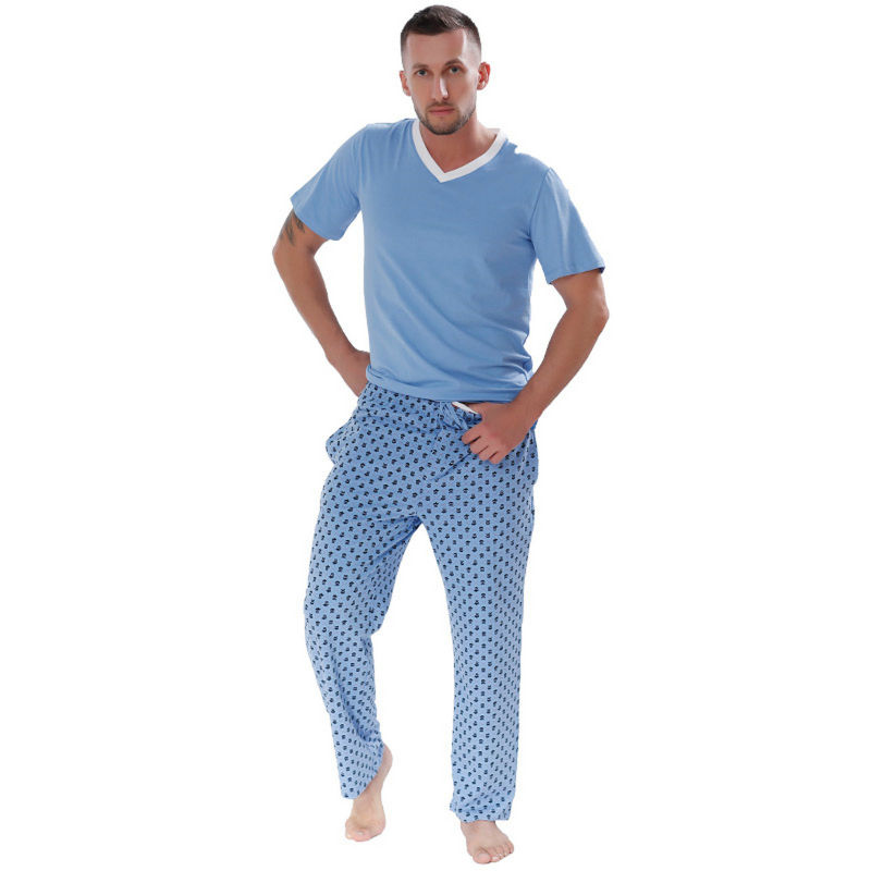 Pajamas Set Men Lovers Printed Cotton Pyjama Short Sleeve Leisurewear Sleepwear
