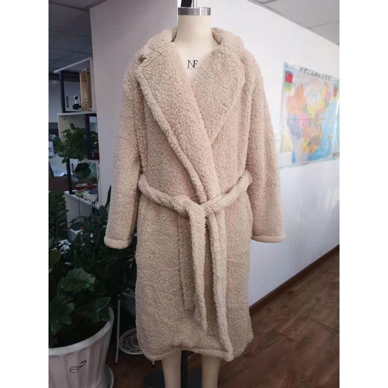 Women Wearing In Autumn Winter Solid Sherpa Fleece Bath Robe