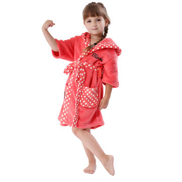 Girl's Printing Soft Coral Fleece Nightwear Homewear Robe with Hood