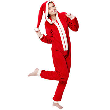 Ladies Soft Coral Fleece Onesie Overall Coverall Romper for Christmas for Women