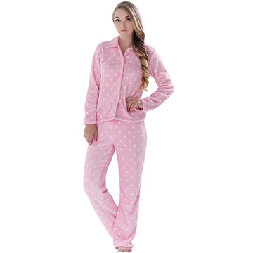 Ladies Winter Warm Sleepwear Pajamas Suits Plus Size Home Clothes Coral Fleece Top & Pant for Women