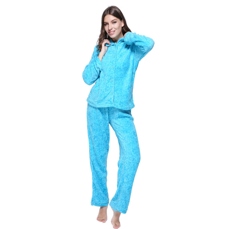 Adults Winter Warm Pyjamas Women Thick Fleece Homewear Home Clothing Pajamas Set