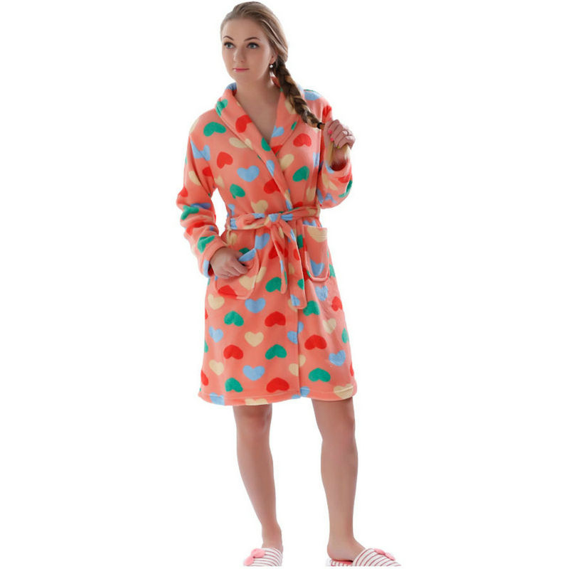 Women Warm Coral Fleece Female Kimono Robes Home Clothing Bathrobes