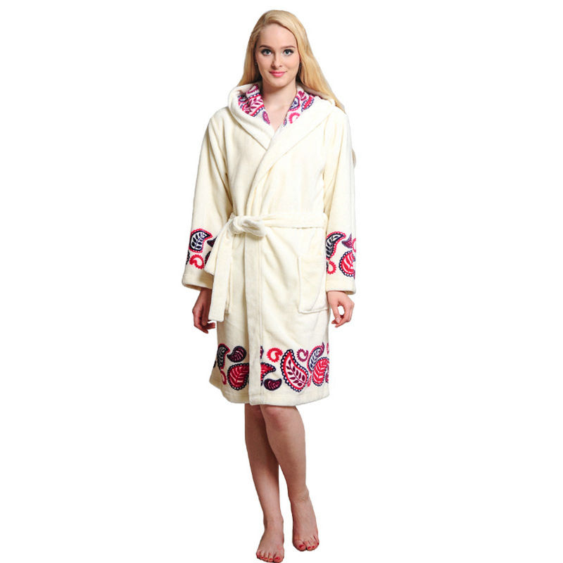 Fashion Plus Size Coral Fleece Long Fair Isle Sweater Winter Warm Long Robe Gown for Women