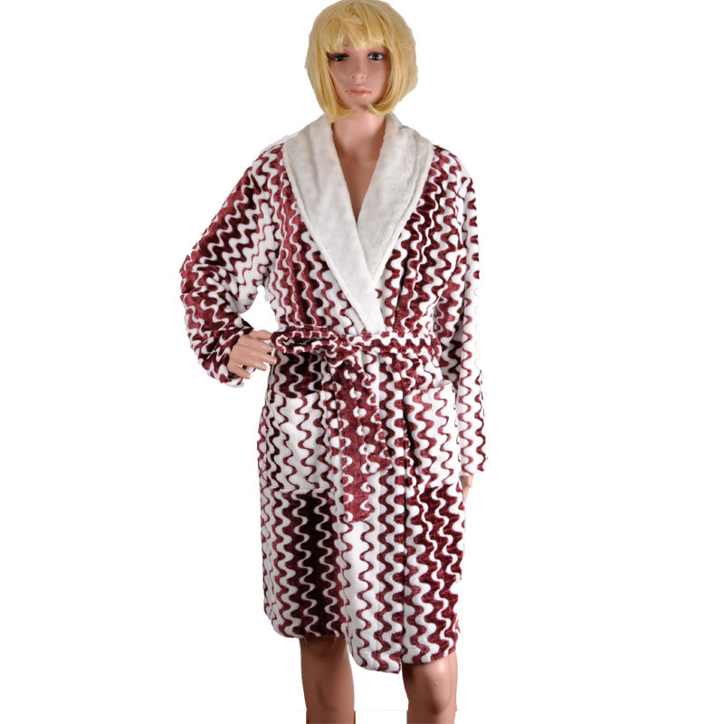Robes for Women Wearing In Autumn Winter Jacquard Coral Fleece With Long Sleeve