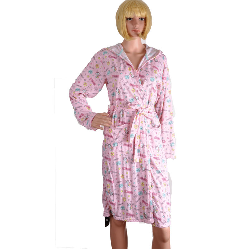 Robes for Women Wearing In Spring Autumn Printed Cotton Jersey With Long Sleeve