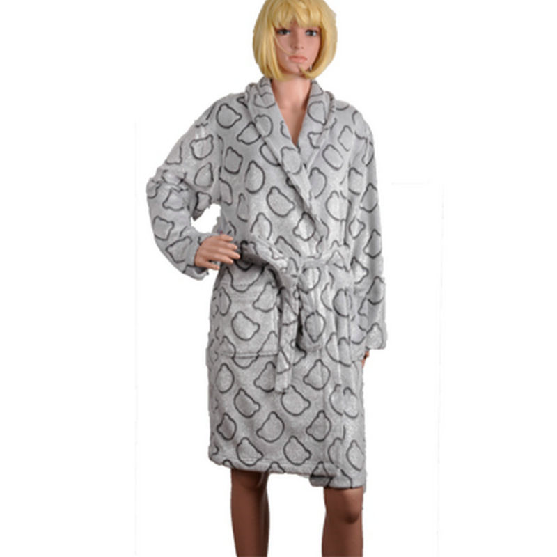 Robes for Women Wearing In Autumn Winter Foil Printed Flannel Fleece With Long Sleeve
