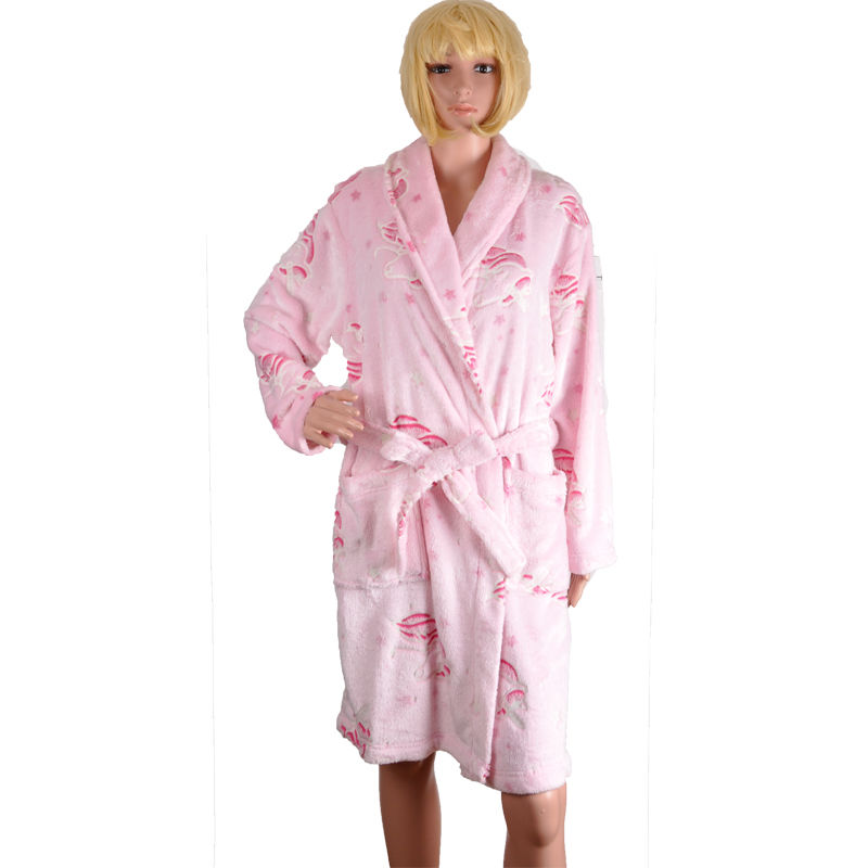 Robes for Women Wearing In Autumn Winter Jacquard Coral Fleece With Long Sleeve