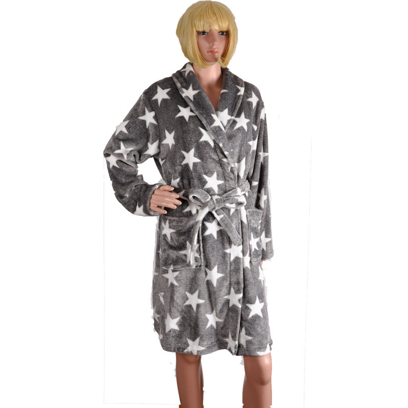 Robes for Women Wearing In Autumn Winter Printed Fannel Fleece With Long Sleeve