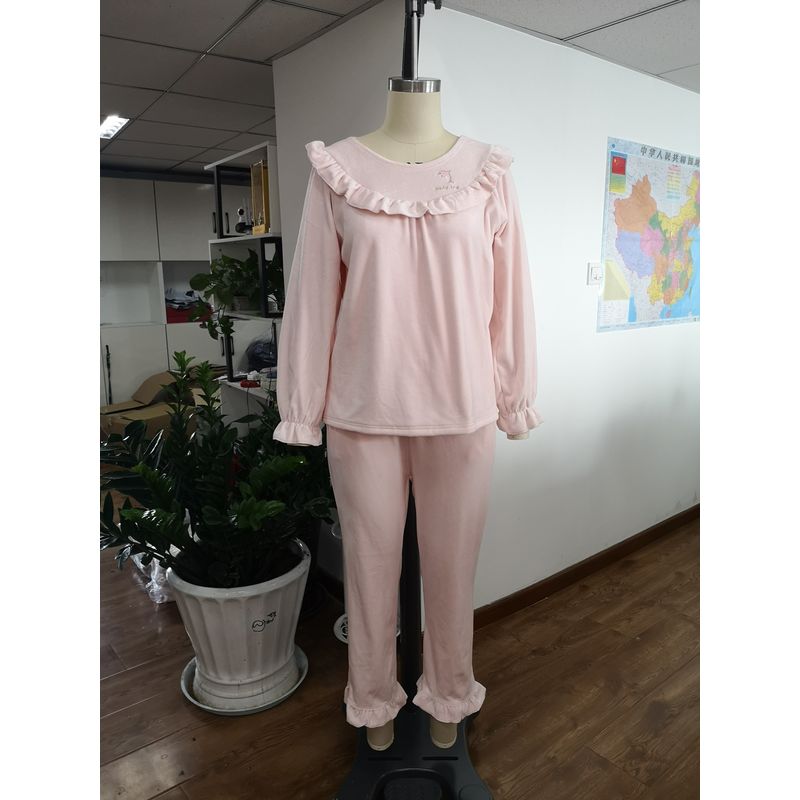 Women Wearing In Autumn Winter Solid Super Soft Spandex Pajamas Set With Long Sleeve