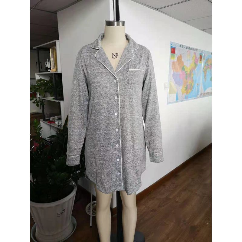 Women Wearing In Autumn Winter Soft Card Clothing Long Shirt