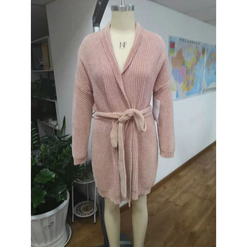 Soft Chenille Fleece 100% Polyester Solid Color Bath Robe For Women