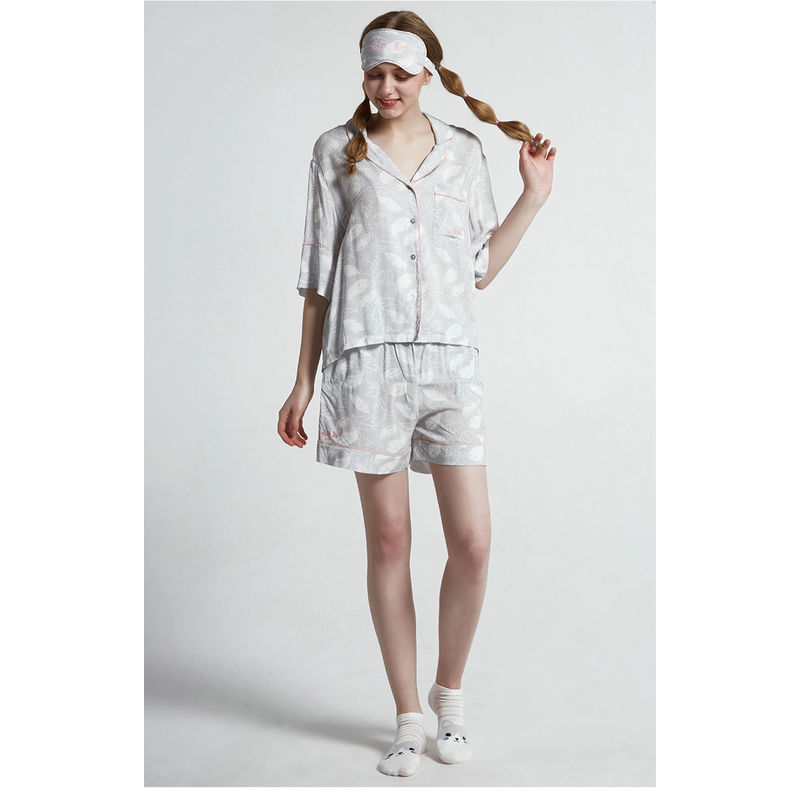 Ladies Spring Summer Lovely Printed Viscose Short Sleeve Pajamas Set
