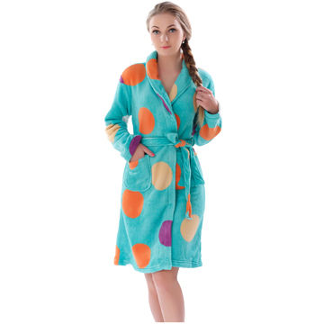 Ladies' Soft Coral Fleece 100% Polyester Printed Patterns Home Wear Suits Robe For Women