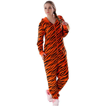Adult Micro Fleece Animal Onesie Hooded Costume Pajama Suit, Kigurumi Tiger Onesie for Women/Men