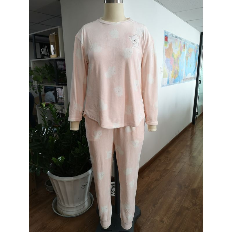 Women Wearing In Autumn Winter Printed Bunny Soft Spandex Pajamas Set