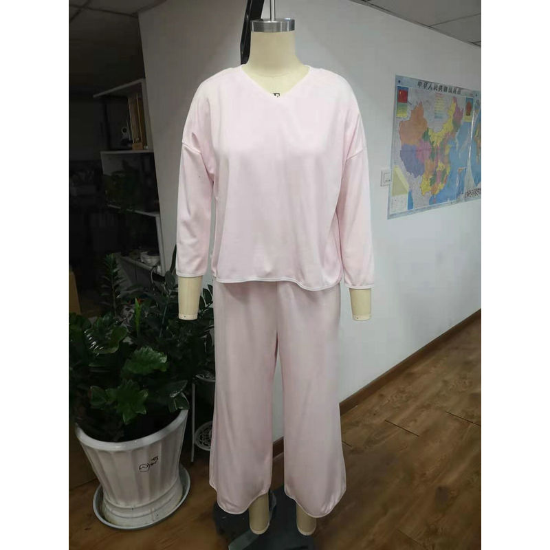 Solid Color Corn Fiber Fabric Home Wear Pajamas Set For Women