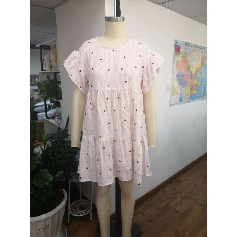 Printed Soft Double Yarn Fabric One-pice Dress For Women