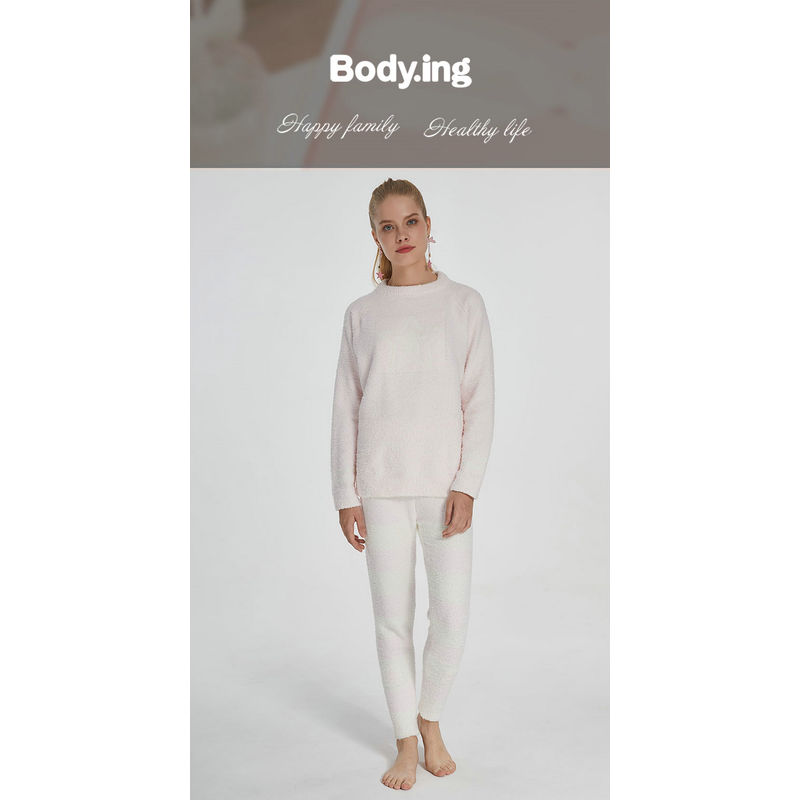 Winter Warm Printed Soft Flat Knitting Fabric Pajamas For Women