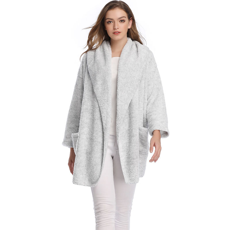 Autumn Winter Women Teddy Loose Open Stitch Plus Size Outwear Coats