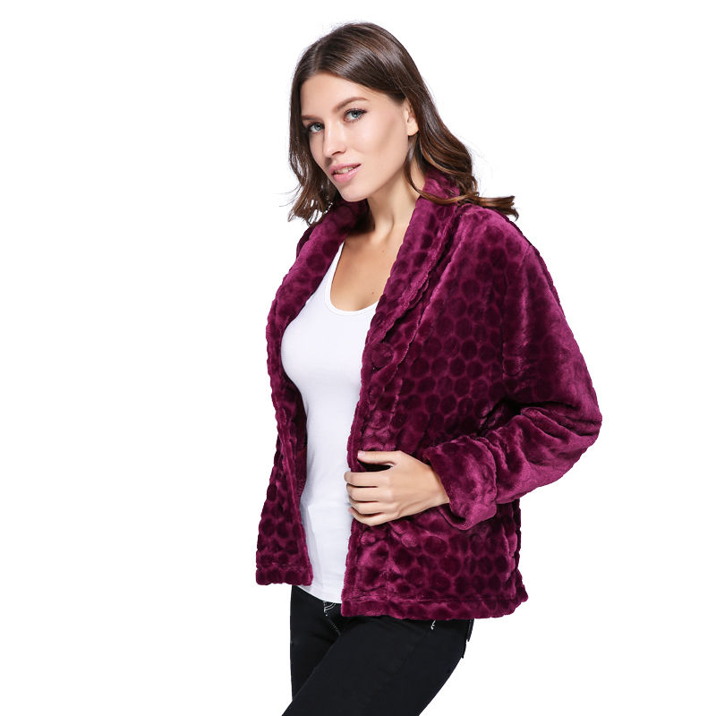 Winter Warm Women Fleece Polka Dots Long Sleeve Sweaters Pajamas