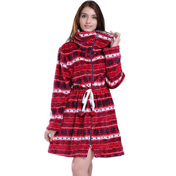 Fashion Plus Size Coral Fleece Zipper Long Christmas Fair Sweater Winter Warm Long Blouse for Women
