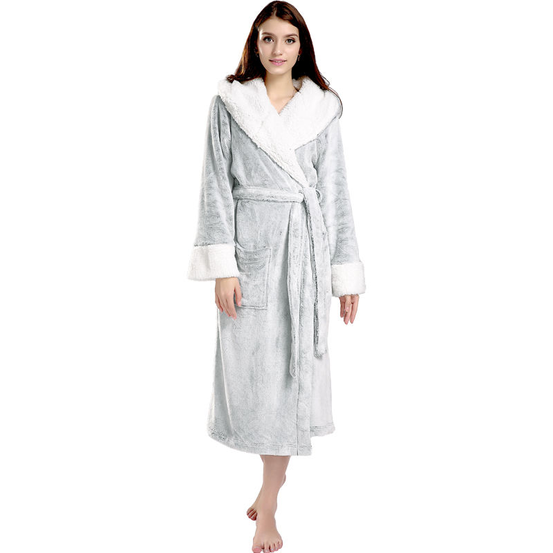 Classic Soft Flannel Fleece Winter Warm Long Blouse Robe Jacket Coat for Women Girls