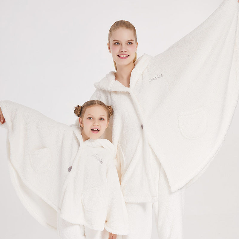 Parenting Plus Size 2 Pieces Snuggle Fleece Animal Embroidery Pajamas Set with Hood for Family