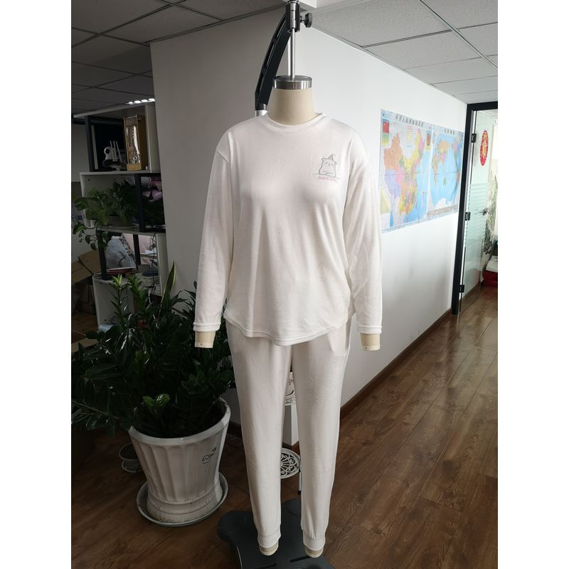 Women Wearing In Autumn Winter Printed White Bear Soft Spandex Pajamas Set